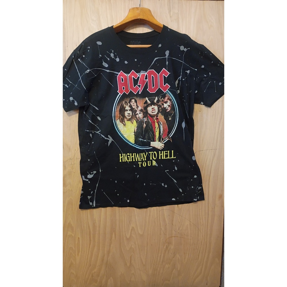 AC/DC Highway to Hell 1979 Tour Graphic T-Shirt Splatter XL Rock N Roll/Classic